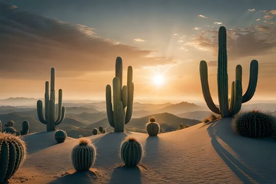 cactus in the desert, Generative By Ai technology