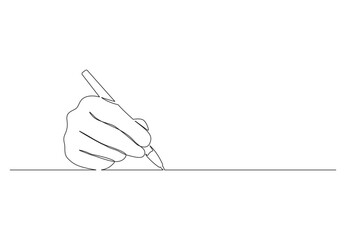 Continuous one line hand write with a pen vector illustration. Premium vector. 