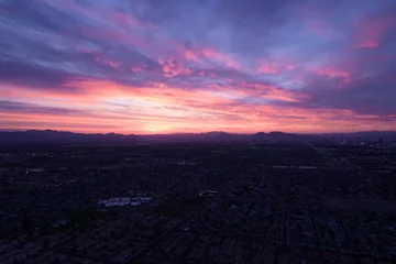 Fotobehang Aerial view of Las Vegas during beautiful sunrise. Fabolous morning in Las Vegas Nevada.  © dima