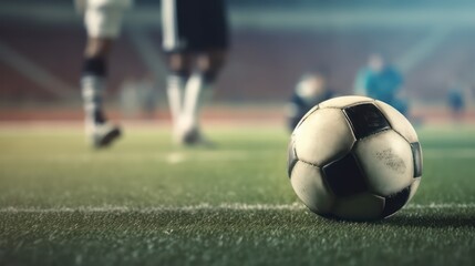 Fototapeta premium soccer ball on the grass