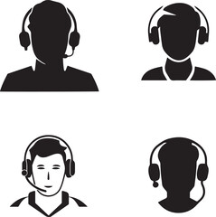 Support Manager icon set, Operator call-centre, Vector Illustration, SVG