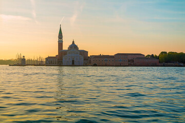 Sunrise view of beautiful Venice. Architecture and landmarks of Venice. Venice panorama, Italy
