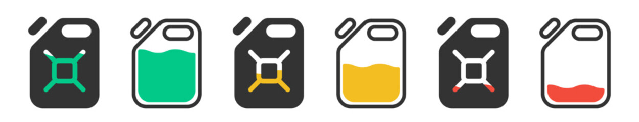 Canister icon. Gasoline level. Fuel can collection. Vector illustration.