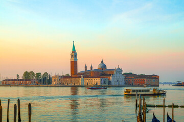 Fototapeta premium Sunrise view of beautiful Venice. Architecture and landmarks of Venice. Venice panorama, Italy