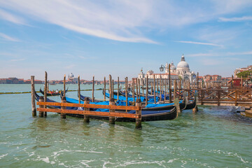 Obraz premium Panoramic view on famous Grand Canal among historic houses in Venice, Italy at sunny day