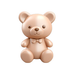 teddy bear 3d clay icon render isolated on white transparent background