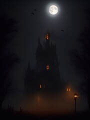 horror illustration  scary background horror background ,ghost forest for  halloween and atr illustration generative ai