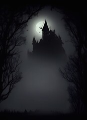 horror illustration  scary background horror background ,ghost forest for  halloween and atr illustration generative ai