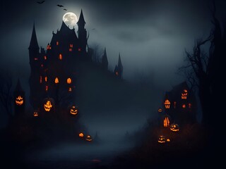 horror illustration  scary background horror background ,ghost forest for  halloween and atr illustration generative ai