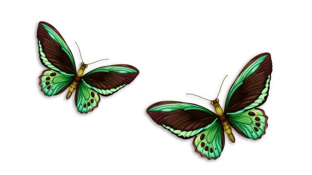 Green Butterfly on White Background Motion Graphics