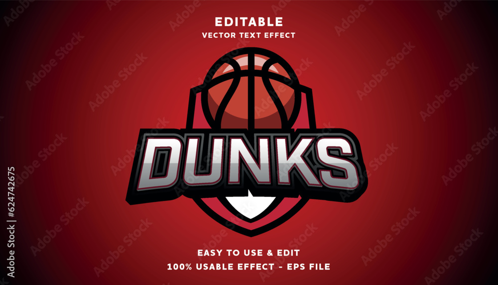 Poster dunks editable text effect with modern and simple style