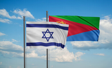 Eritrea and Israel flag waving  together