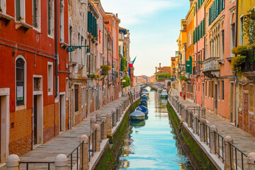 Fototapeta na wymiar Italy, Beautiful Canal Grande in Venice at sunrise