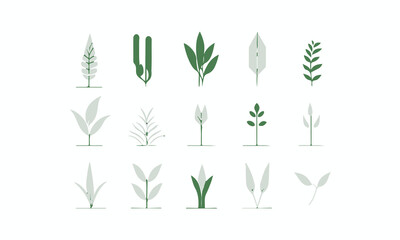 Set of tiny wild flowers and plants line art vector botanical illustrations.