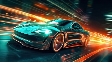 Obraz premium fast moving car on the road