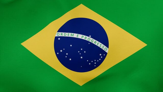 Brazil fabric flag calm swaying in the wind, looped endless cycled video, completely full screen covers flag background