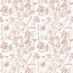 Seamless abstract holiday pattern. Simple background in pink, beige, white. Illustration. Hand drawn hearts. Brush strokes. Design for textile fabrics, wrapping paper, background, wallpaper, cover.