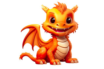 cute Chinese dragon, white isolated background PNG, cartoon style, animal designations