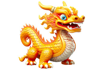 Fototapeta na wymiar cute Chinese dragon, white isolated background PNG, cartoon style, animal designations