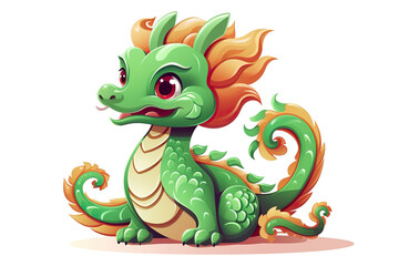 Obraz premium cute Chinese dragon, white isolated background PNG, cartoon style, animal designations