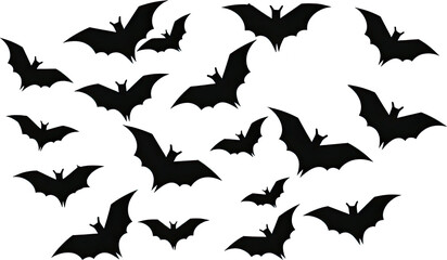 Fototapeta na wymiar Bats in Flight A flock of bats soaring through the night sky, Illustration Generative AI