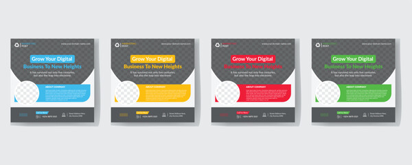 Modern Creative Corporate Business marketing agency promotion social media post template. Editable square banner design with place for the photo.