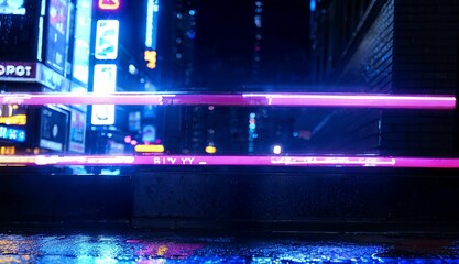 Rainy Streets of the Metropolis Nighttime Journey Through Glowing Avenues ai generated