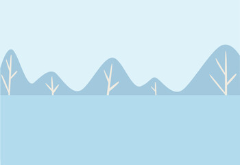 Winter landscape, snowy forest or woods, cold season