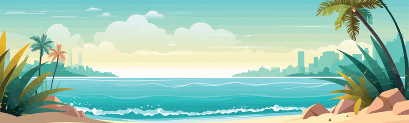 Obraz na płótnie Canvas secluded beach with turquoise waters vector simple isolated illustration