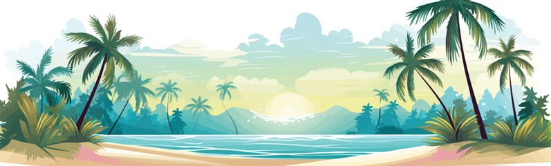 secluded beach with turquoise waters vector simple isolated illustration