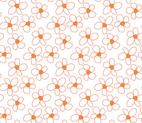 Hand Drawn Doodle Style Vector Flowers Background Seamless Vector Pattern