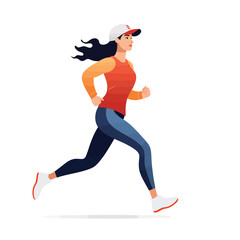 Fototapeta na wymiar Woman Jogging vector flat minimalistic isolated illustration
