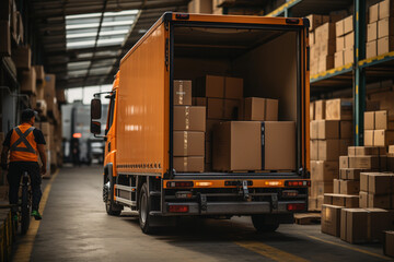 Naklejka premium logistic cargo transportation delivery. Generative AI