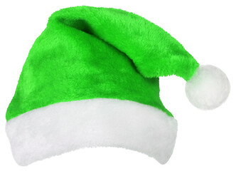 Santa Claus hat or Christmas green cap isolated on transparent background