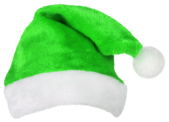 Santa Claus hat or Christmas green cap isolated on transparent background
