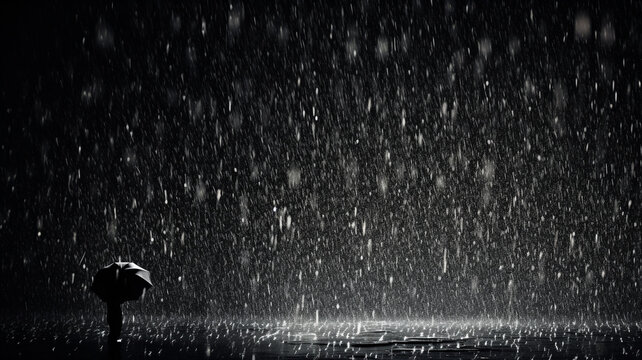 Overlay resource of a rain against black background, created with generative AI technology, created with generative AI technology