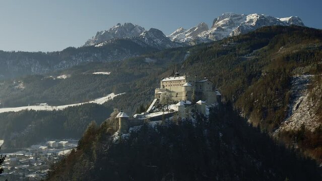 Hohenwerfen castle and fortress above the Salzach valley, Werfen, Austria, Europe