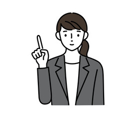指をさして説明する女性のイラスト	アイコン