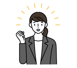 励ます女性のイラスト　アイコン