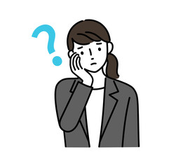 悩む女性のイラスト アイコン	