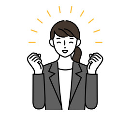 励ます女性のイラスト	アイコン