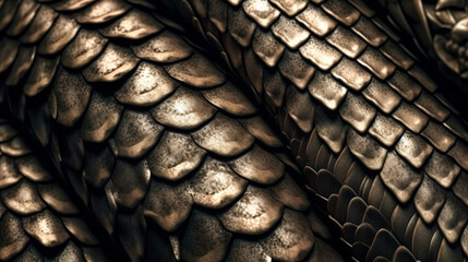 Abstract leather background, dragon scales close up, generative AI.