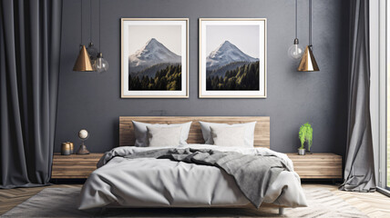 Bedroom Decor: Two Pictures Above Bed - Generative AI
