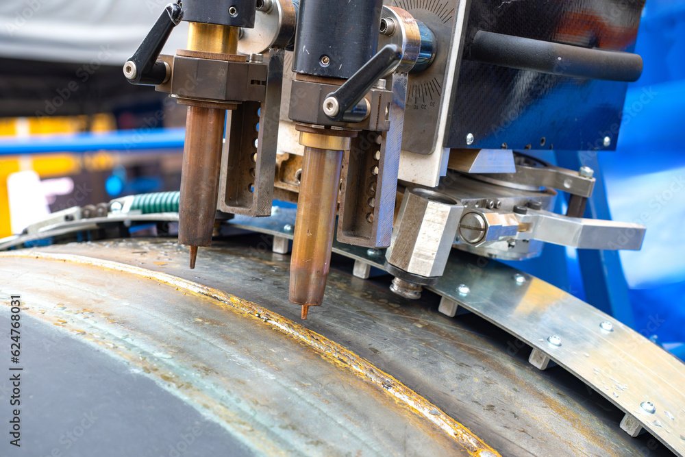 Poster automation of welding works. robotic soldering machine. automatic metal joining equipment. machine f