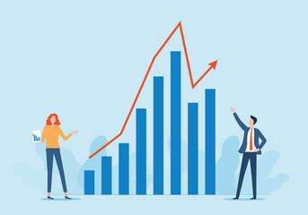 business marketing team working planning and analytics benefits sale performance graph and chart report concept	