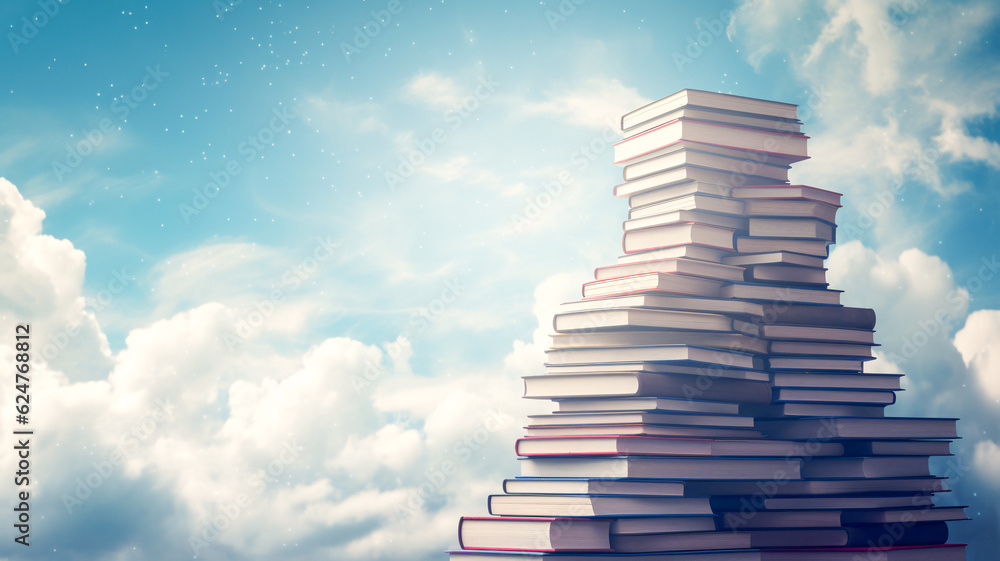 Aufkleber stack of books on pile - generative ai