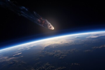 comet meteorite asteroid flying towards earth