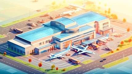 Busy Arafed Airport with Plane on Runway - Enhanced by Generative AI