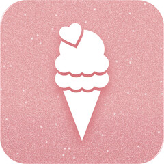 Rose Gold Ice Cream With Heart Icon