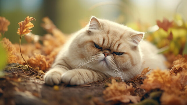 cat on the grass HD 8K wallpaper Stock Photographic Image
